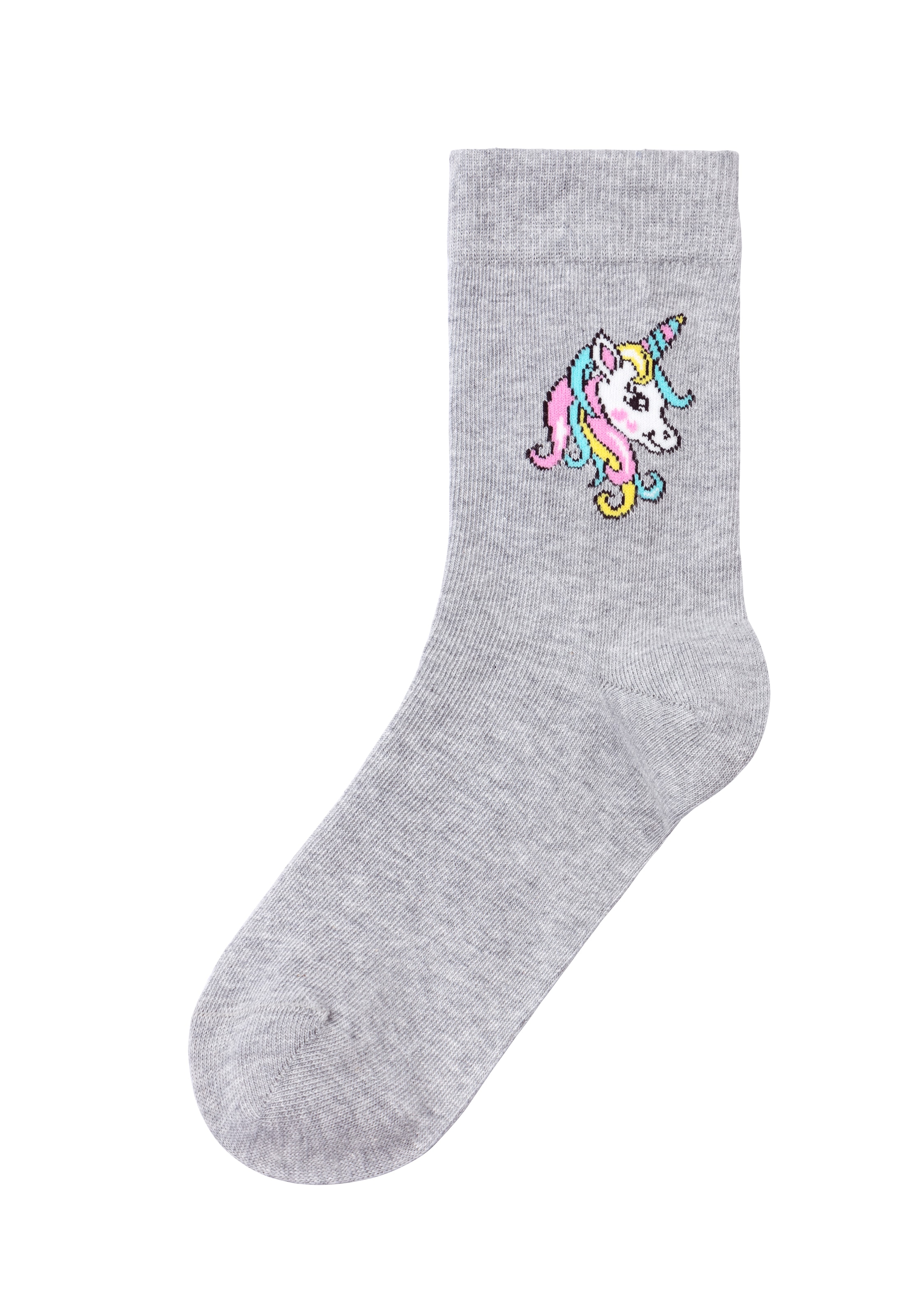 H.I.S Basicsocken Packung, 4 Paar tlg. mit Einhorn Motiven