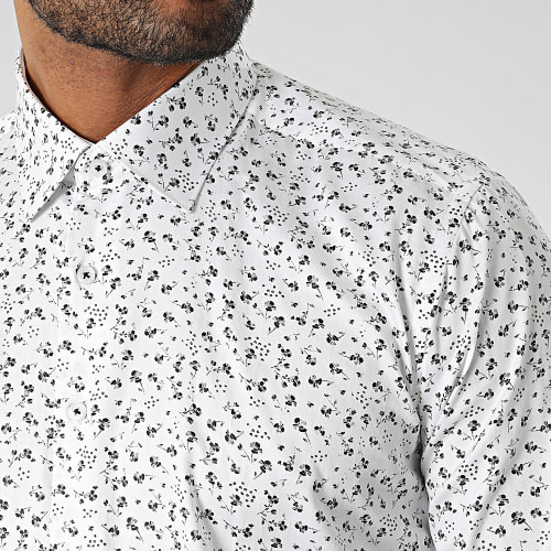Chemise Manches Longues Floral M6601-8 Blanc