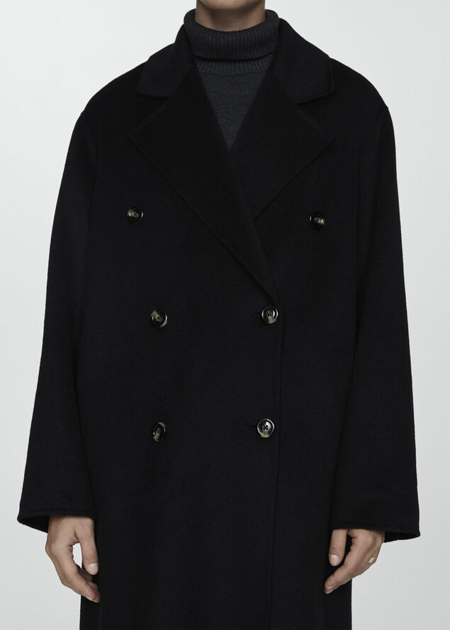 MANGO Handmade oversized wool coat Black