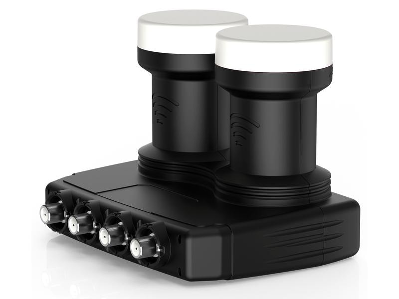 Satelliten TV Zubehör LNB Monobloc Quad Dure-line Kompaktes LNB für gleichzeitigen Satellitenempfang von z.B. ASTRA 19.2° Ost und HOTBIRD 13° Ost (6°)
