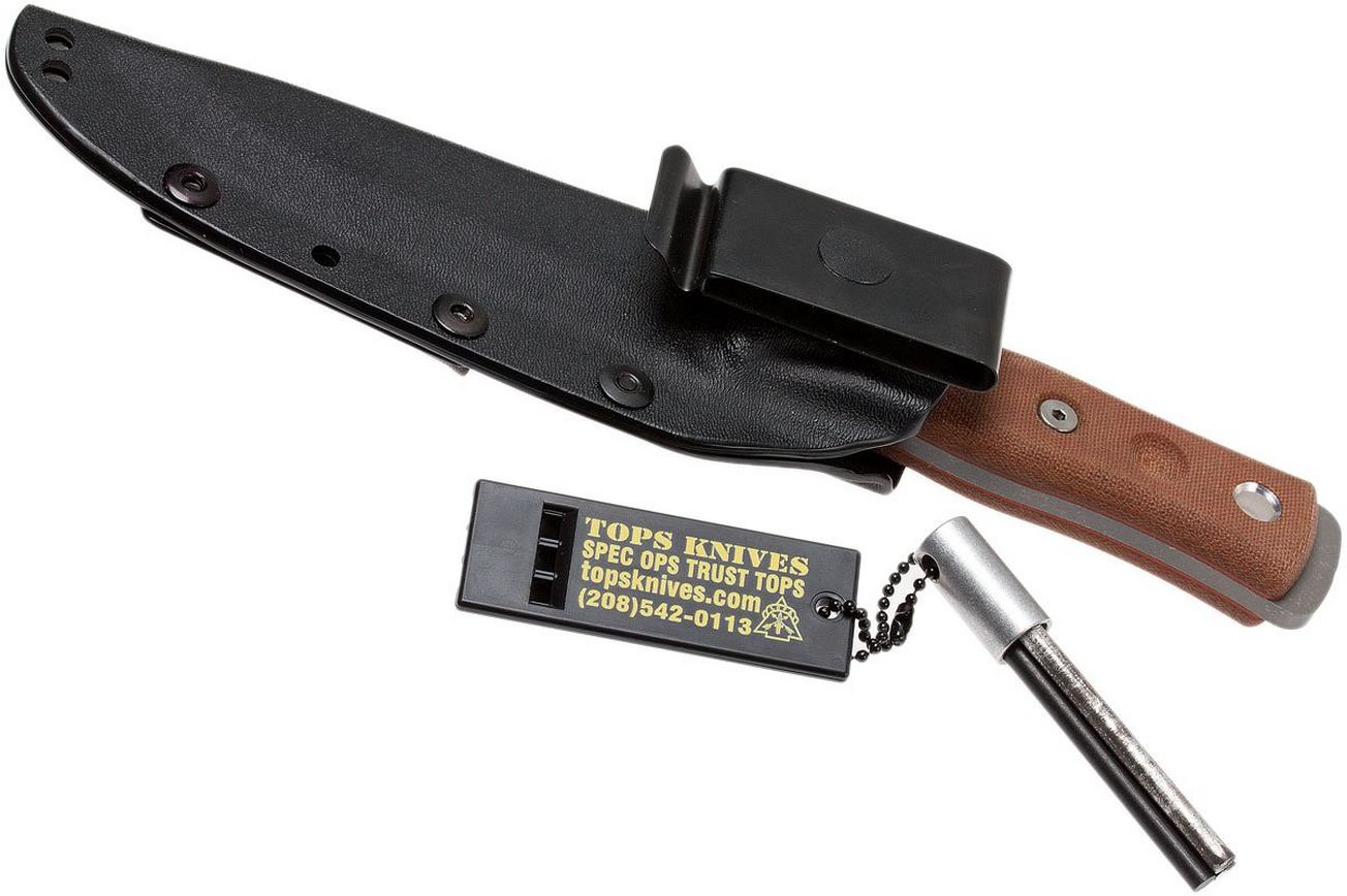 TOPS Knives B.O.B. Fieldcraft Brown Micarta, tumbled finish BROS-TBF