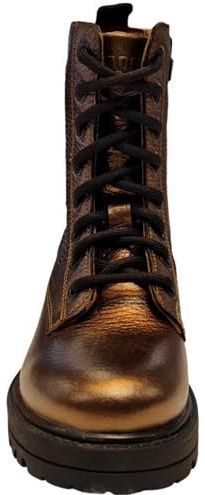 Braqeez - 424762-997 - Veterboots - Bruin - Leer - Veters - Metallic Look
