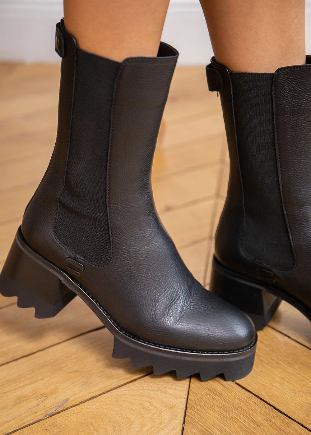 BOOTS PRISCILLE CUIR NOIR