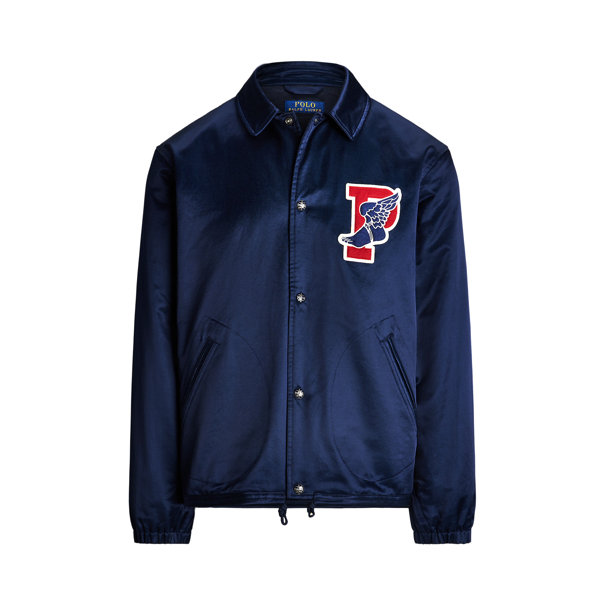 Veste droite satinée en coton mélangé | Bleu
