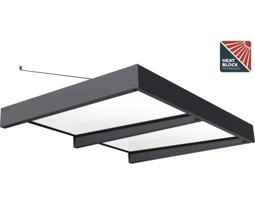 PALRAM-Canopia rechthoekige luifel Sophia XL Opaal 1920x1400x170 mm aluminium gepoedercoat grijs RAL 7016