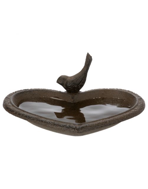 Trixie Vogeldrinkschaal Gietijzer Hart - Drinkbak - 16x15 cm Bruin
