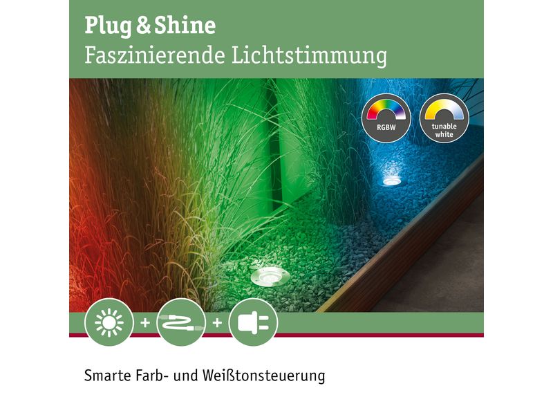 Paulmann Gartenleuchte Plug & Shine RGBW Boden, ZigBee Steuerbares Lichtobjekt mit Farbwechsel