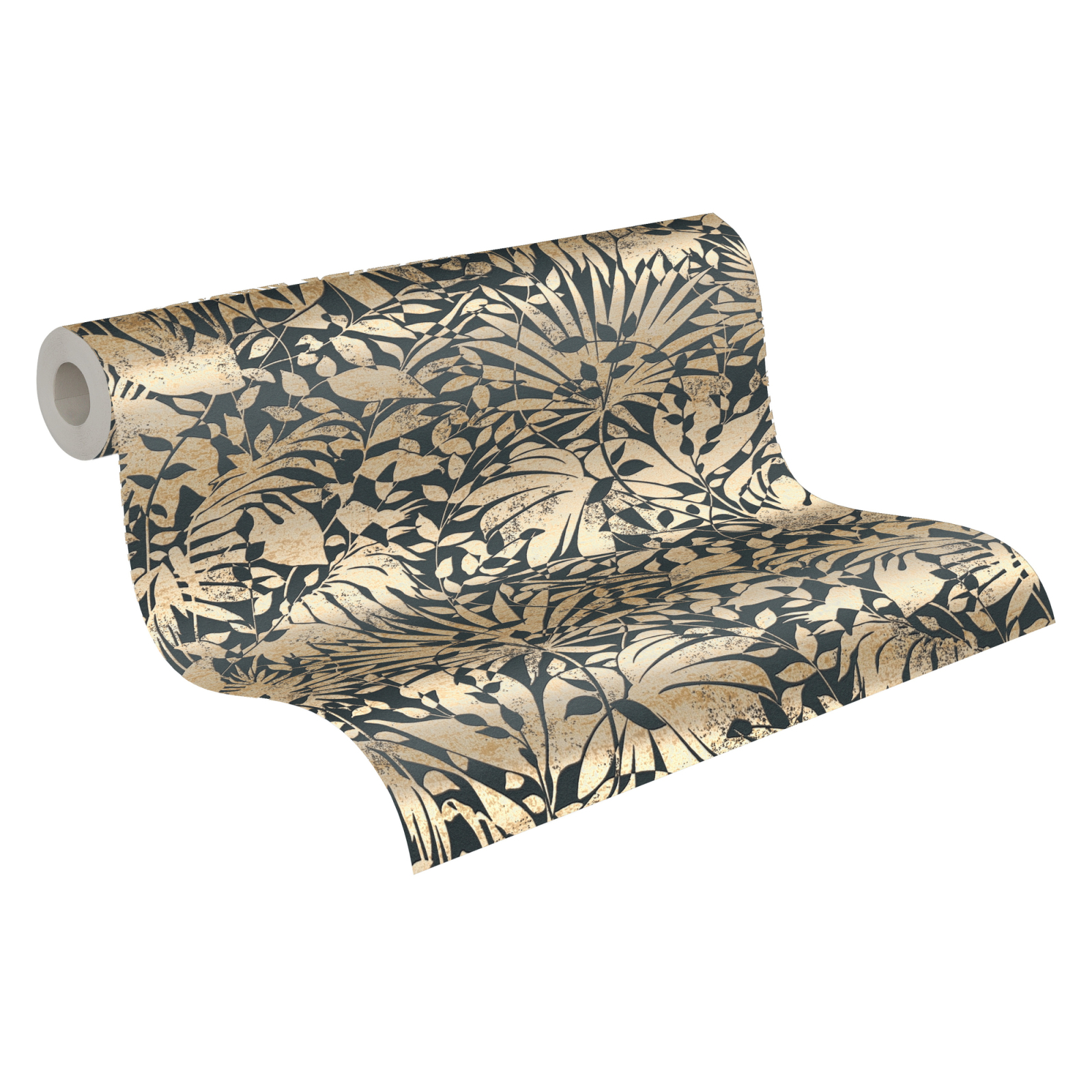 A.S. Creation Vliestapete - gold-schwarz - floral - 10 Meter