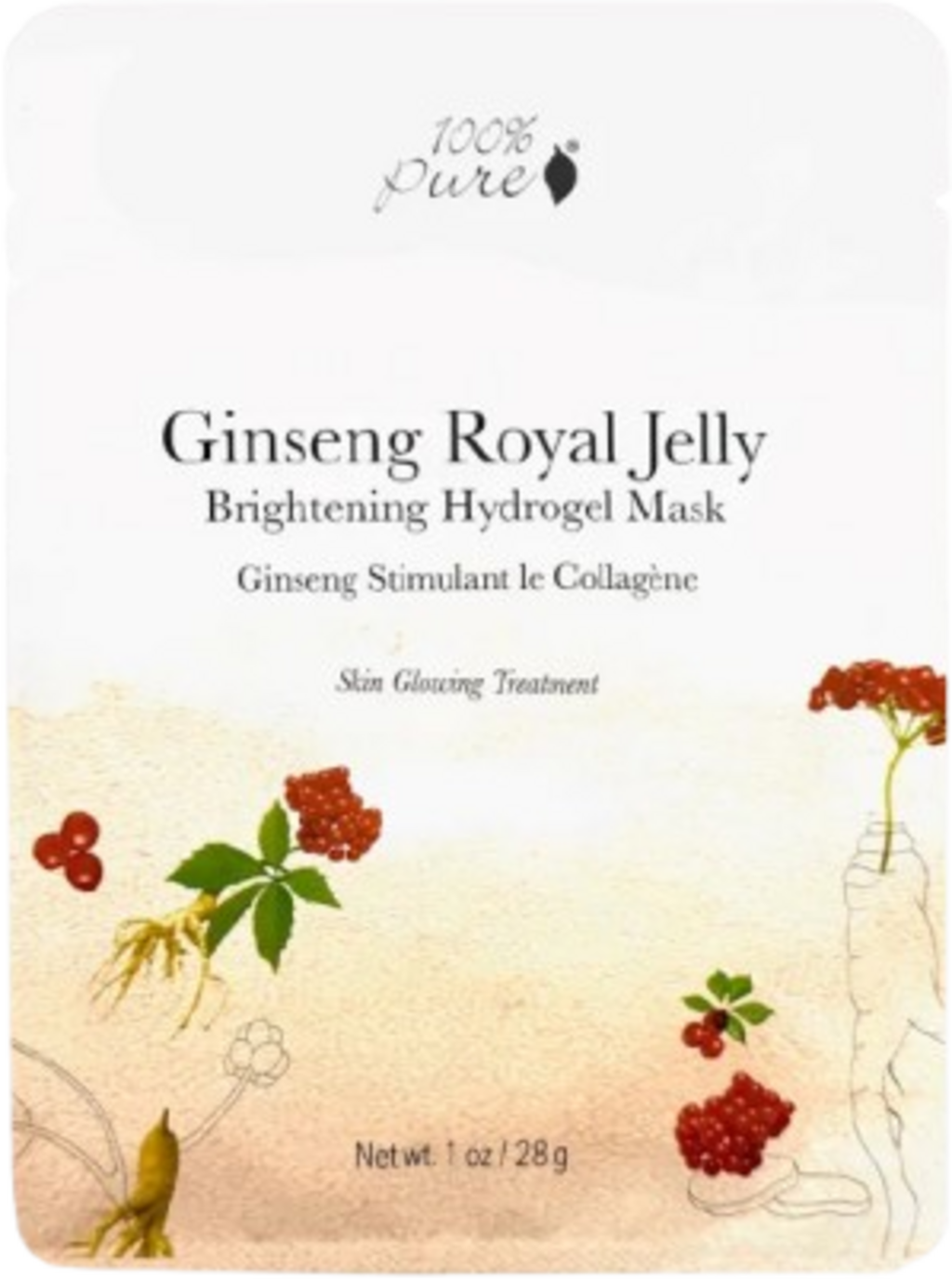 100% Pure  Ginseng Royal Jelly Brightening Hydrogel Mask, 1 Stück (60 g)