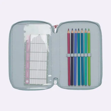 Beckmann 3-fächrige Federmappe mit Inhalt, Forest Deer Dusty Mint