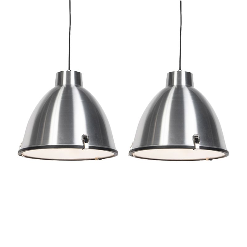 Set van 2 hanglampen aluminium 38 cm dimbaar - Anteros
