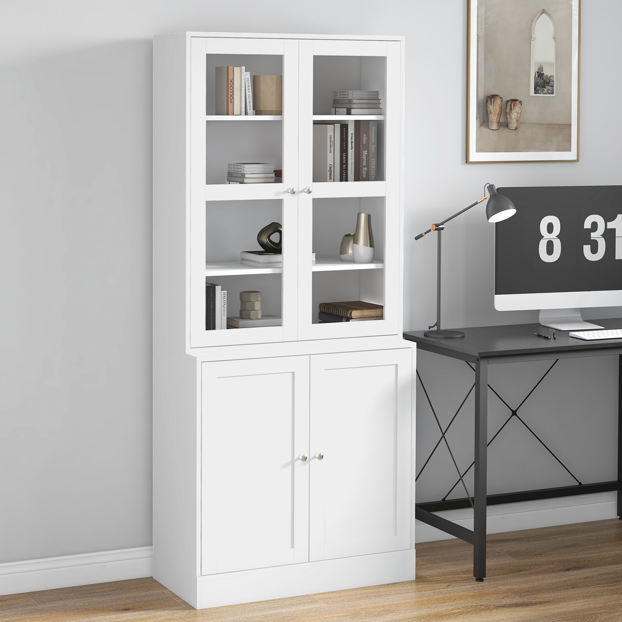 HOMCOM Bücherschrank mit verstellbaren Böden weiß 76Lx 40B x 178,5H cm