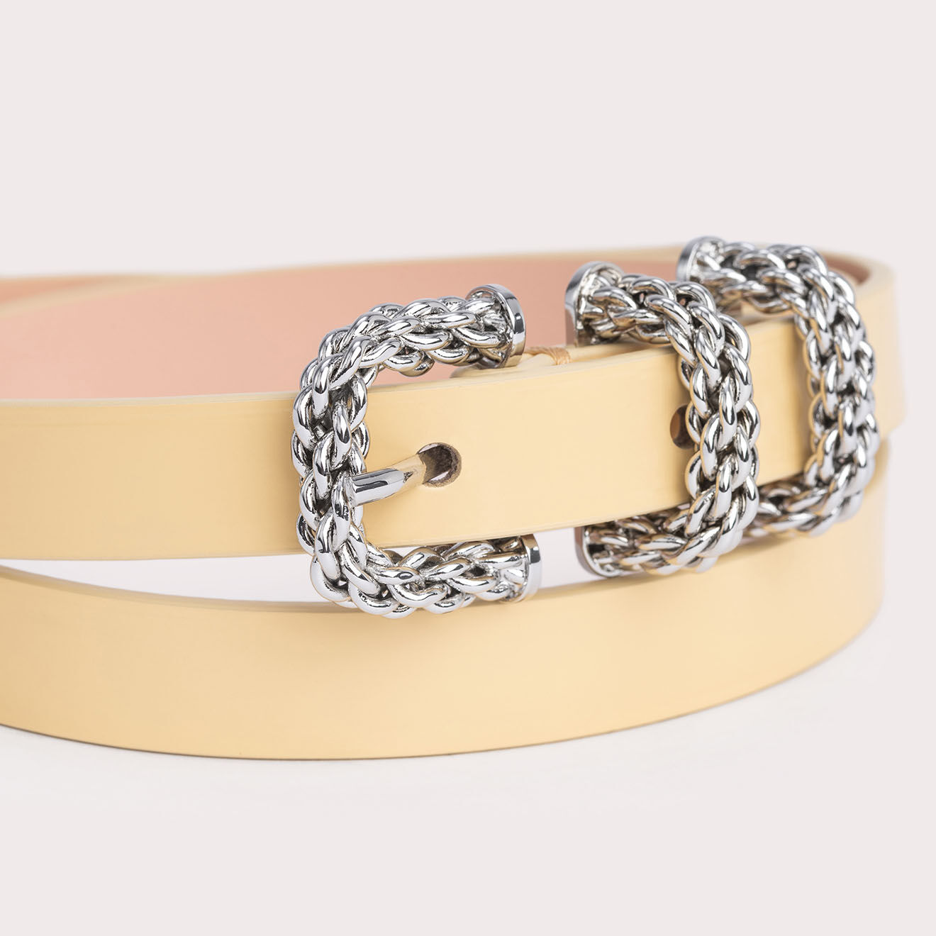 By Far Ceinture en Cuir Kat beige