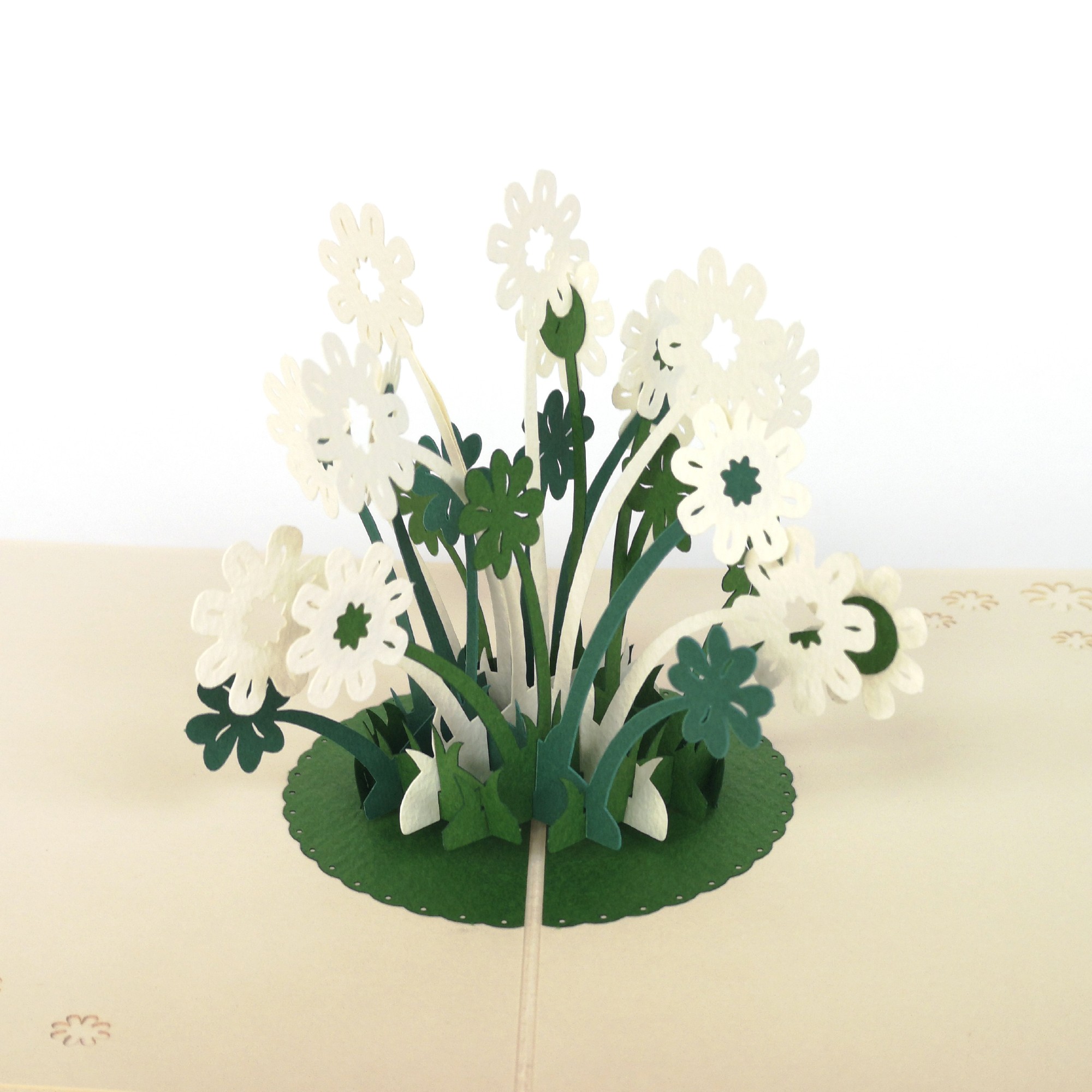 Pop-Up Karte 'Kleeblumen', weiß, L 18 cm, B 13 cm günstig bestellen