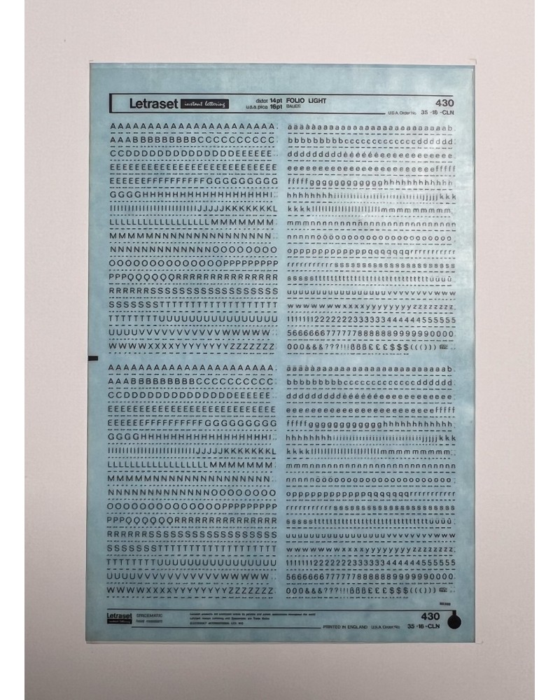 Letraset 430 - FOLIO LIGHT - 14/16pt