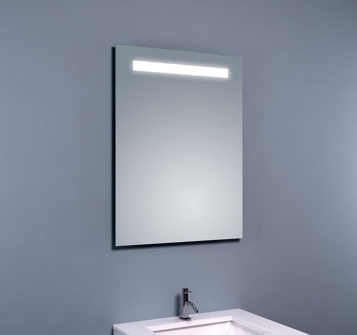 Fontana Rovigo badmeubel 60cm wit mat met witte wastafel met kraangat en spiegel met verlichting