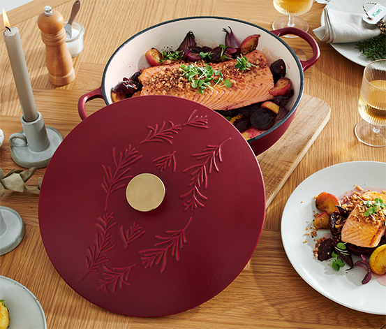Gusseisen-Servierpfanne, rot