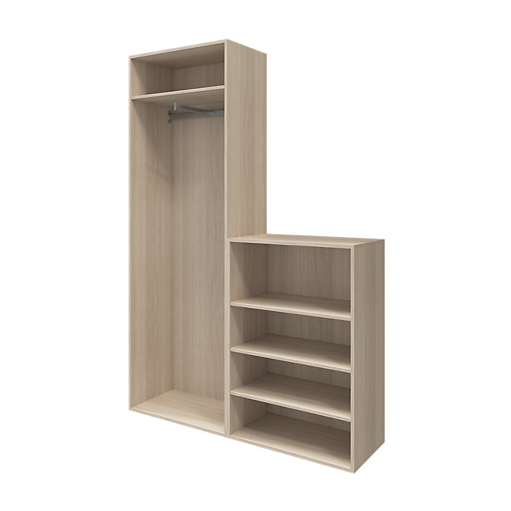Ensemble de meubles de rangement portes battantes miroir et effet chêne GoodHome Atomia H. 225 x L. 150 x P. 47 cm