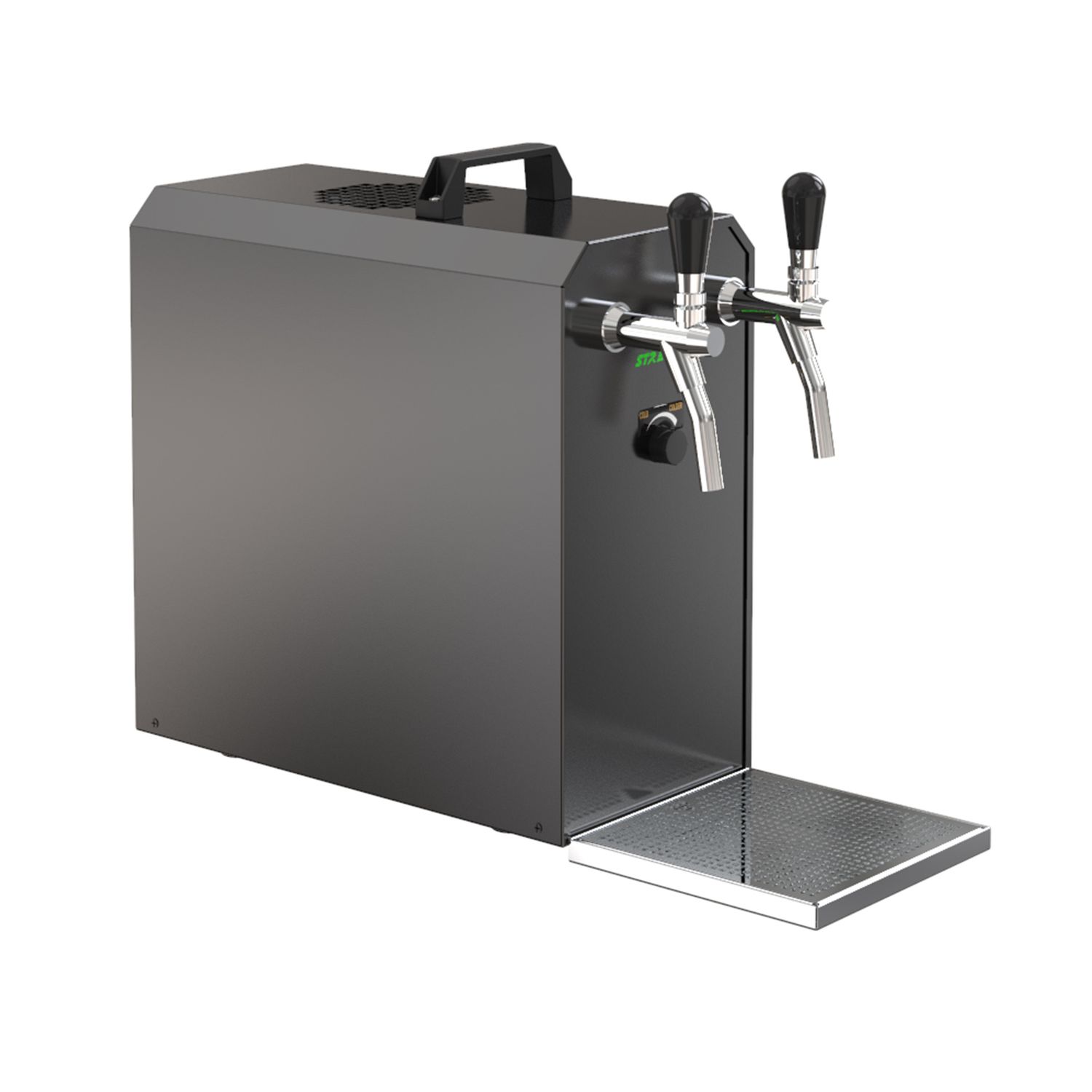 Komplett Set - Zapfanlage STREAM 50 Bierkoffer, Bierzapfanlage, Durchlaufkühler 2-leitig Trockenkühler, bis zu 55 Liter/h - BLACK EDITION, Zapfkopf:ohne,Zapfkopf 2:5 Liter Adapter