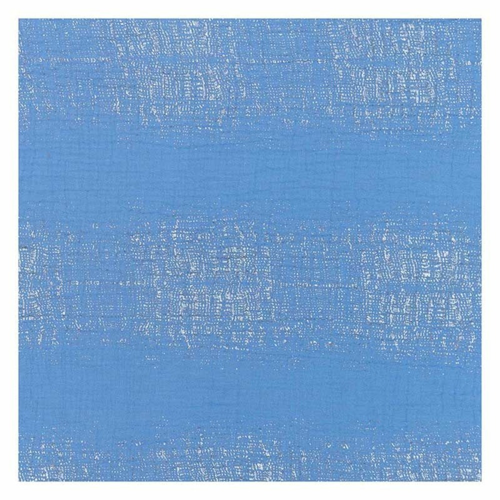 Tissu double gaze de coton 50 x 130 cm - 130 g / m² - azur et hot foil