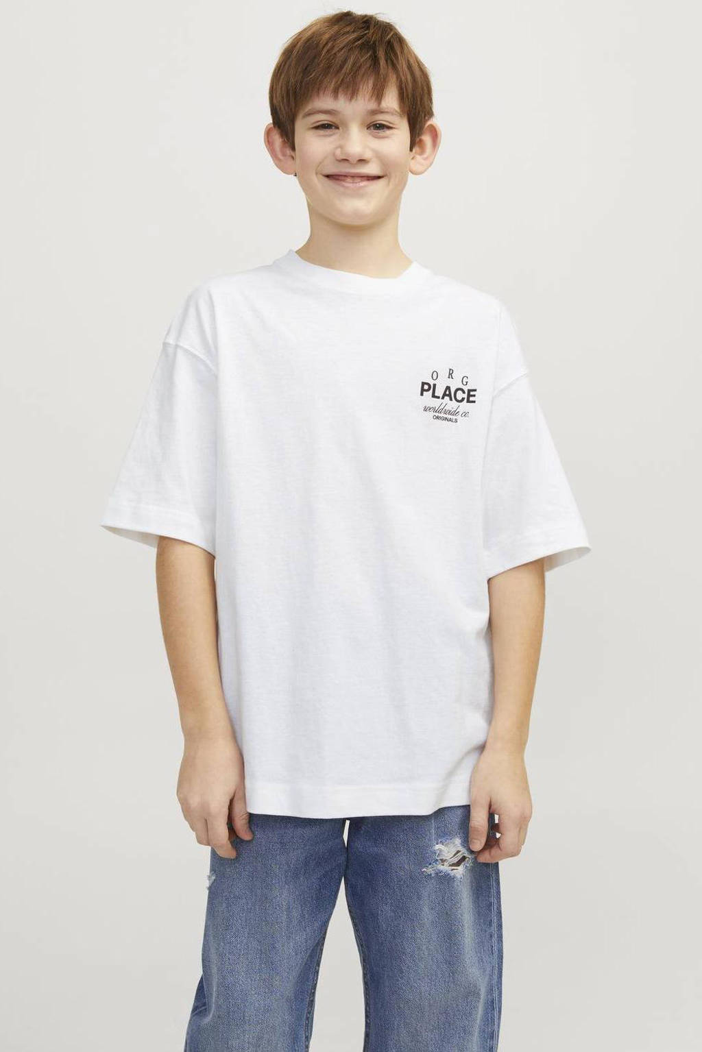 JACK & JONES T-shirt JORCASABLANCA met backprint wit