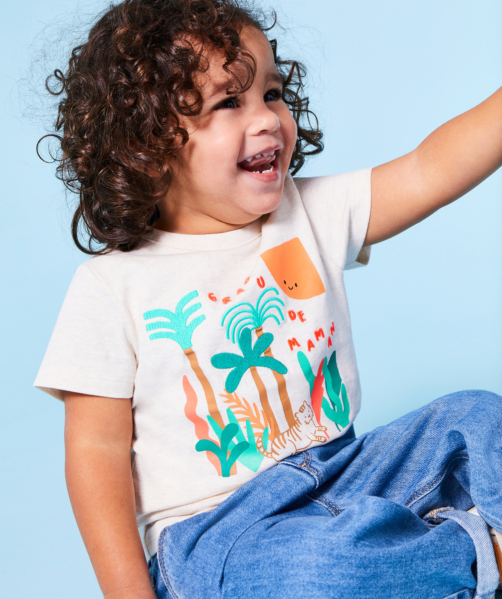 t-shirt manches courtes bébé garçon en coton bio motif thème tigre