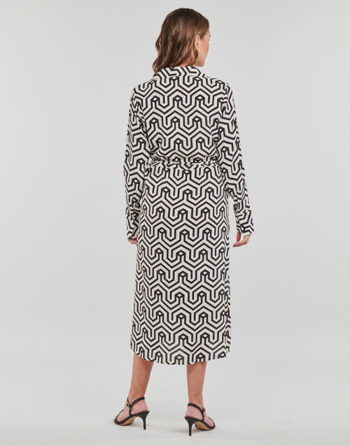 Vila - VIDACA SANA L/S MIDI CALF SHIRT DRESS/SU - Noir / Blanc