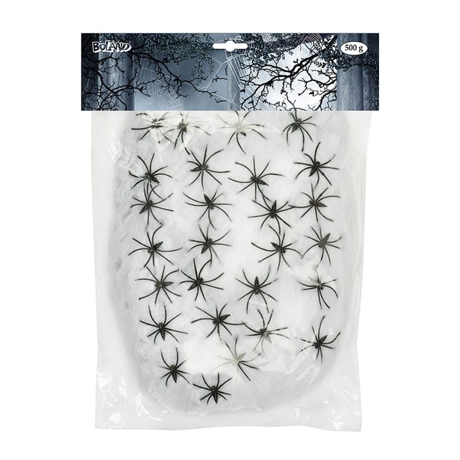 Spinnennetz - ca. 500 g - mit 25 Spinnen