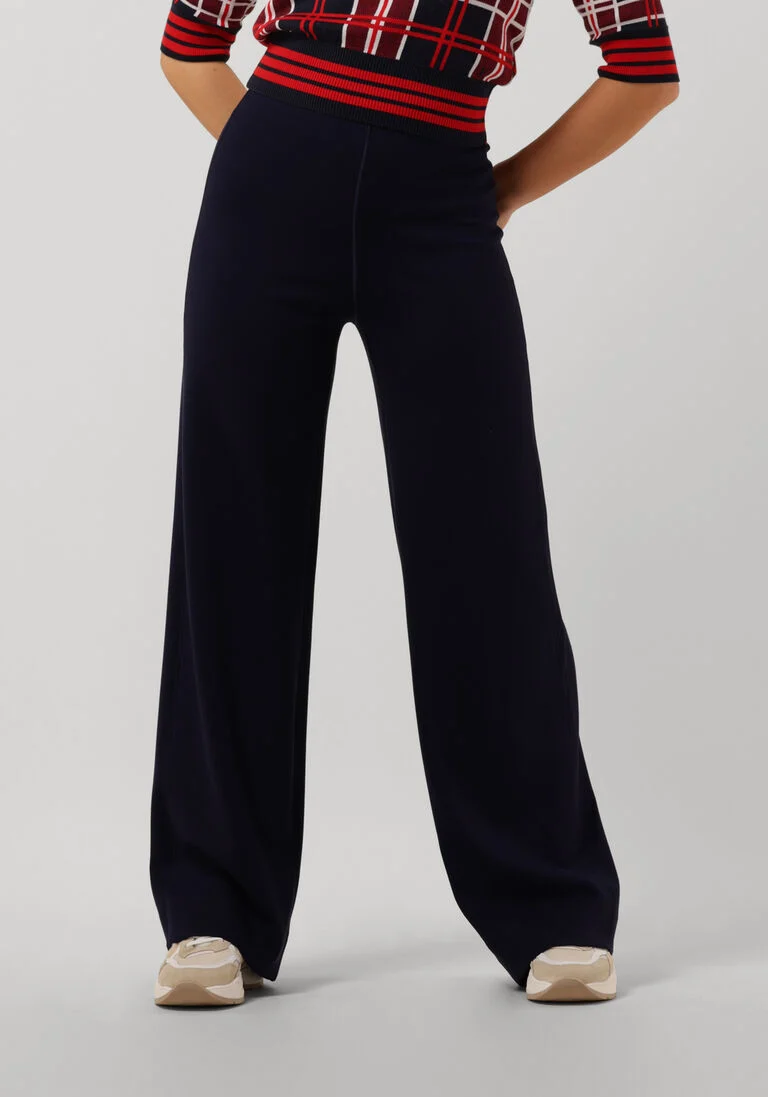 VANILIA donkerblauwe vanilia flared broek tube trousers double punto