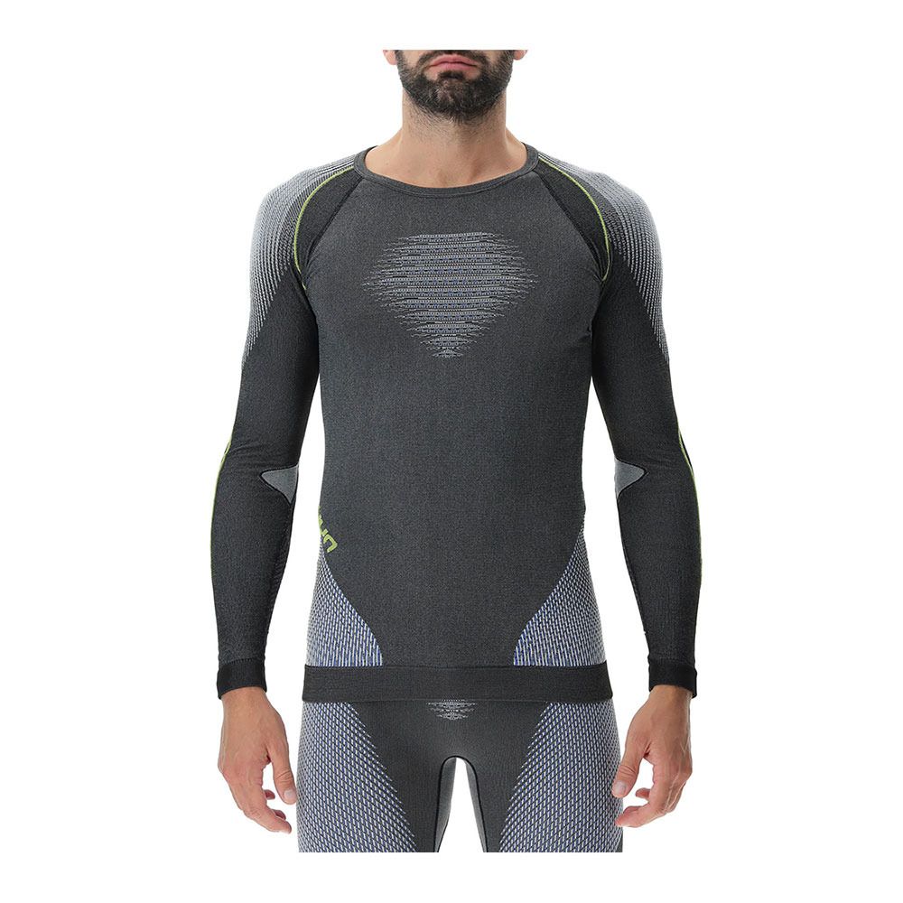 Uyn EVOLUTYON - Sous-couche Homme anthracite melange/blue/yellow shiny
