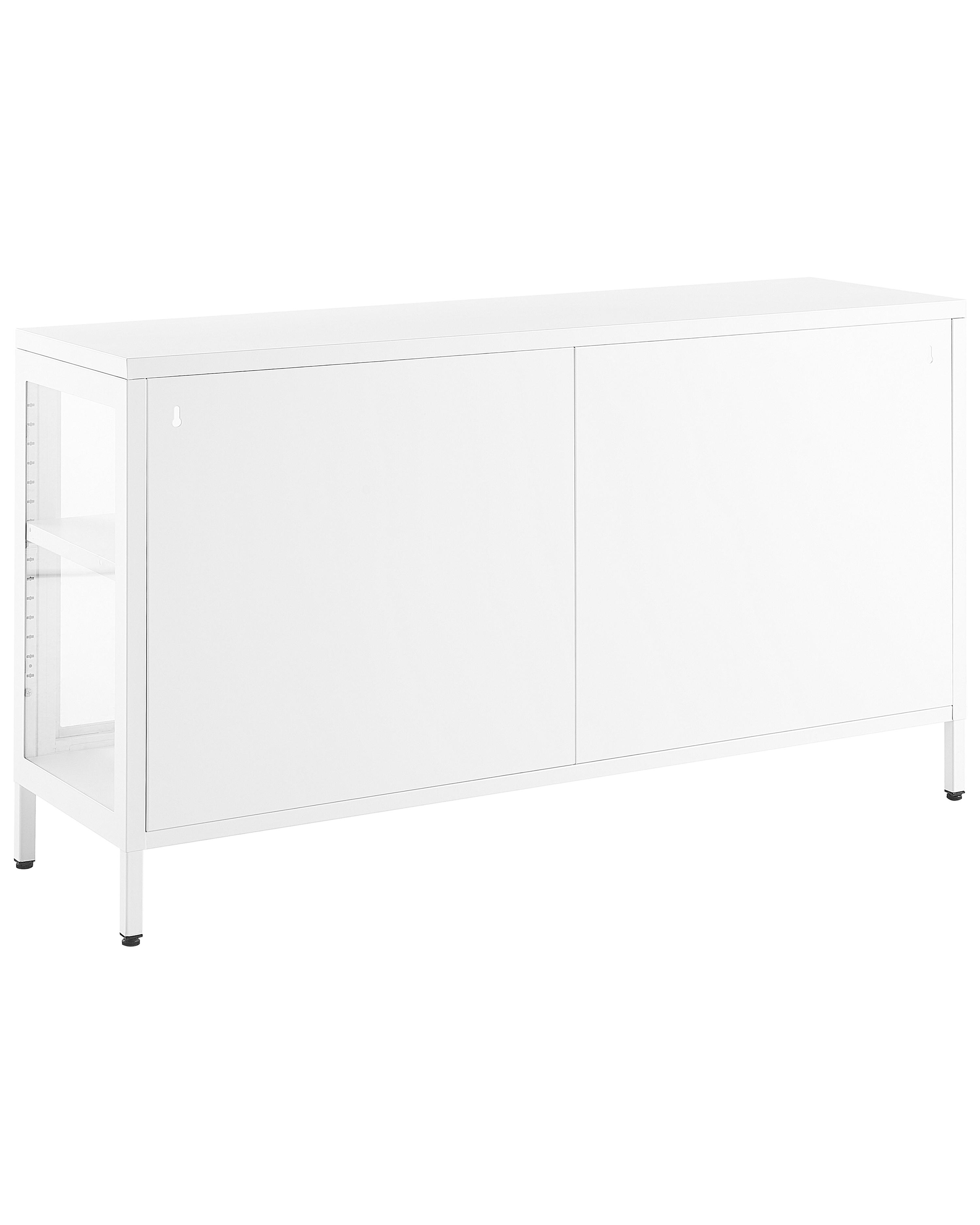Dressoir met glazen deuren NEWPORT Metaal 115 cm Wit