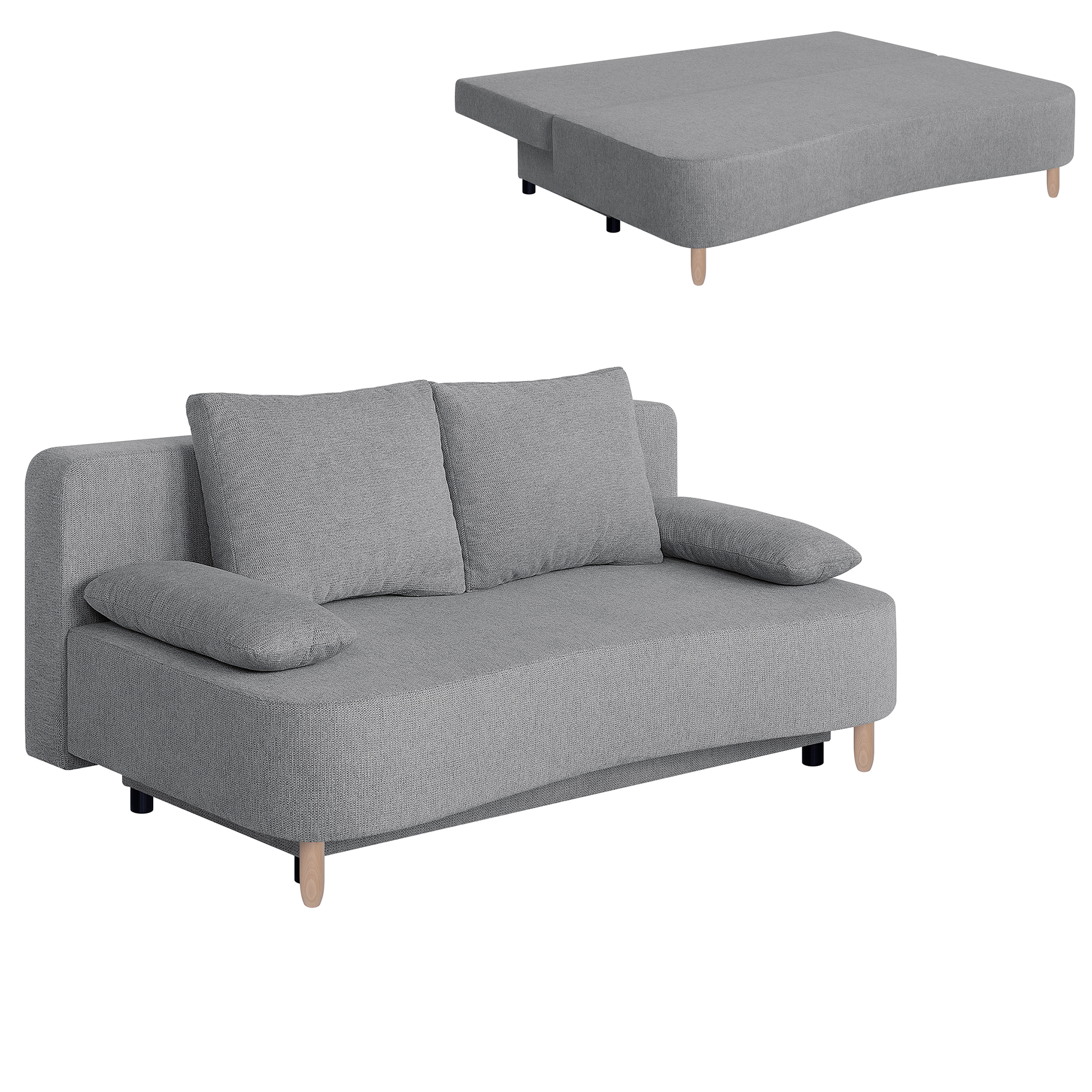 Schlafsofa - taupe - Federkern - Staukasten