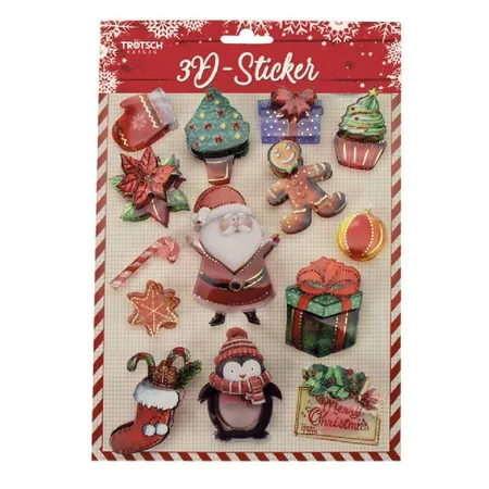 Trötsch 3D Sticker Weihnachten 19 x 27 cm, 2-fach sortiert