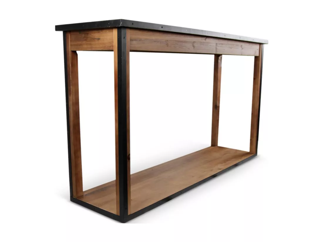 Console drapier Bois-Métal Marron - Eduline Décoration d'Autrefois