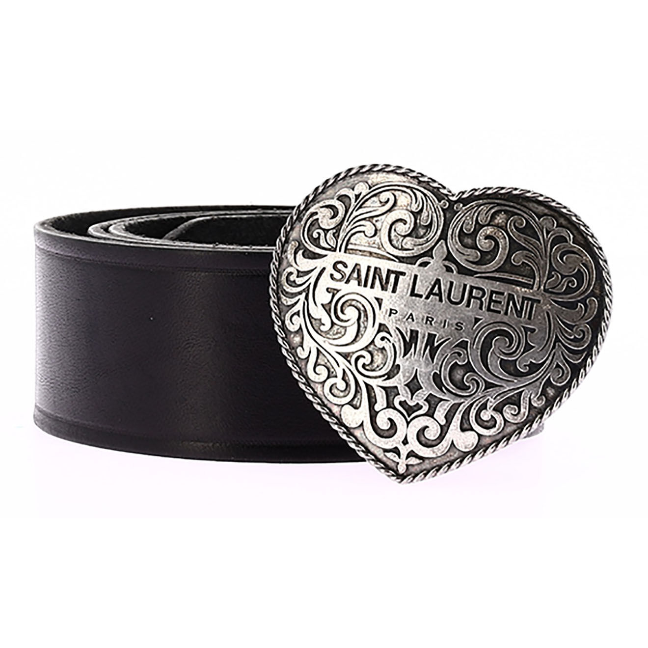 Saint Laurent Ceinture en Cuir Boucle Coeur noire - Très bon état