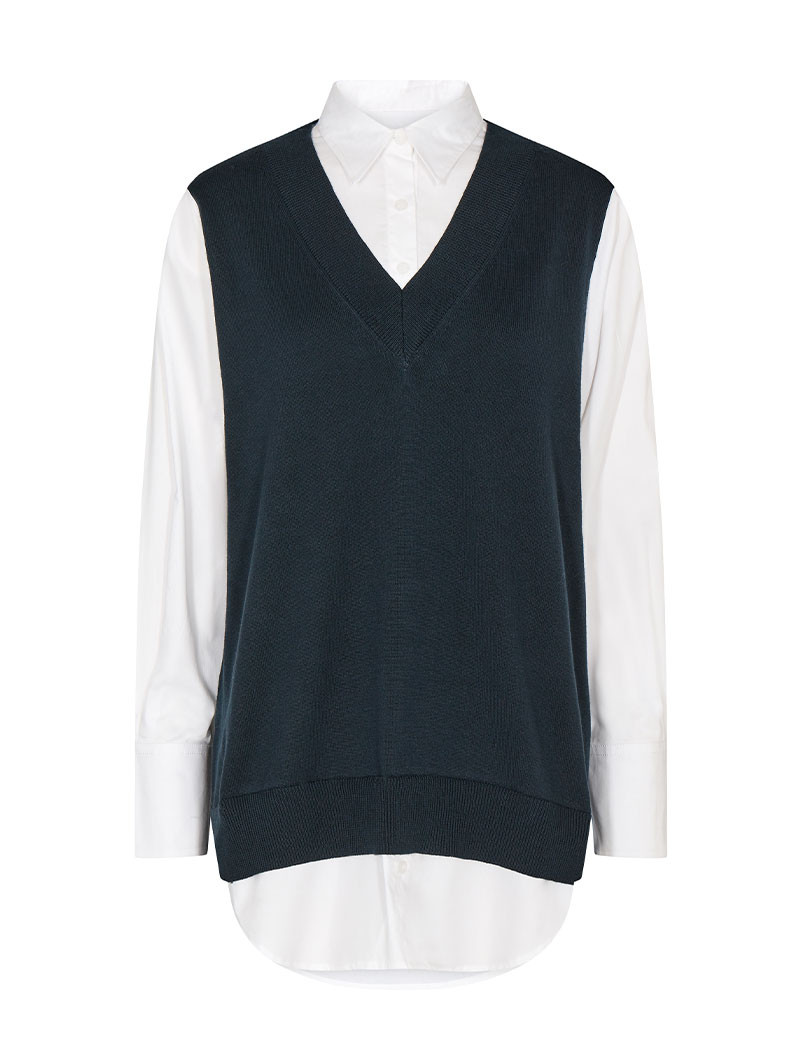 MOS MOSH CHEMISE ET GILET ESTEL MARINE