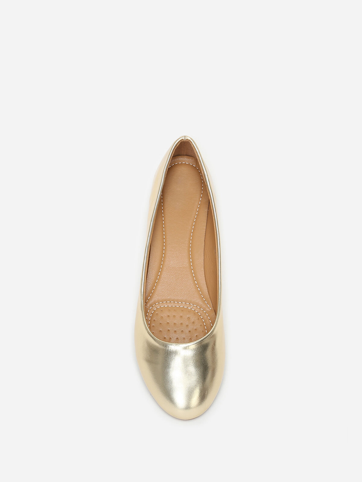 Ballerines en simili à bout arrondi grandes tailles- Doré