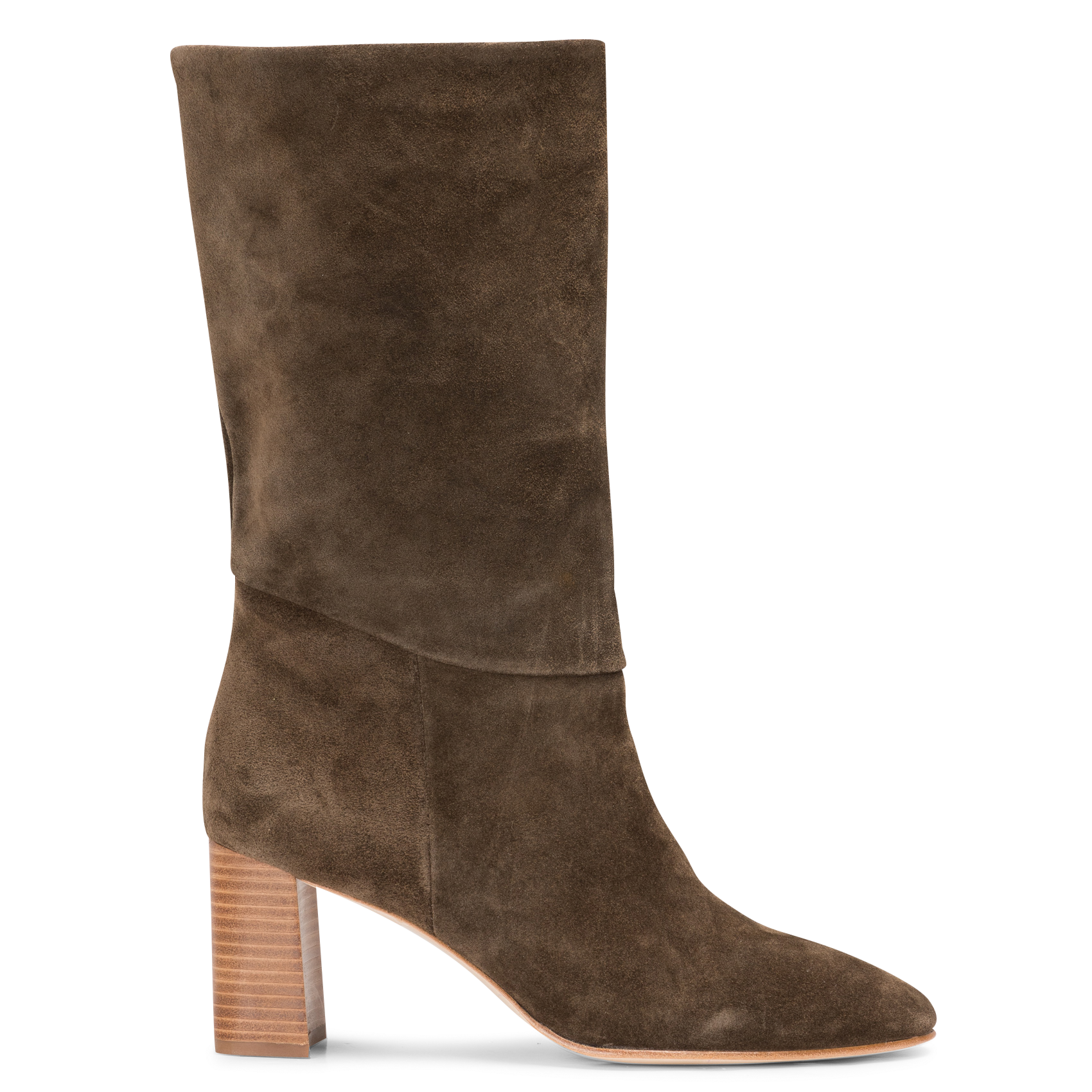 ALBI BIS - Bottes à talon en cuir velours | Kaki