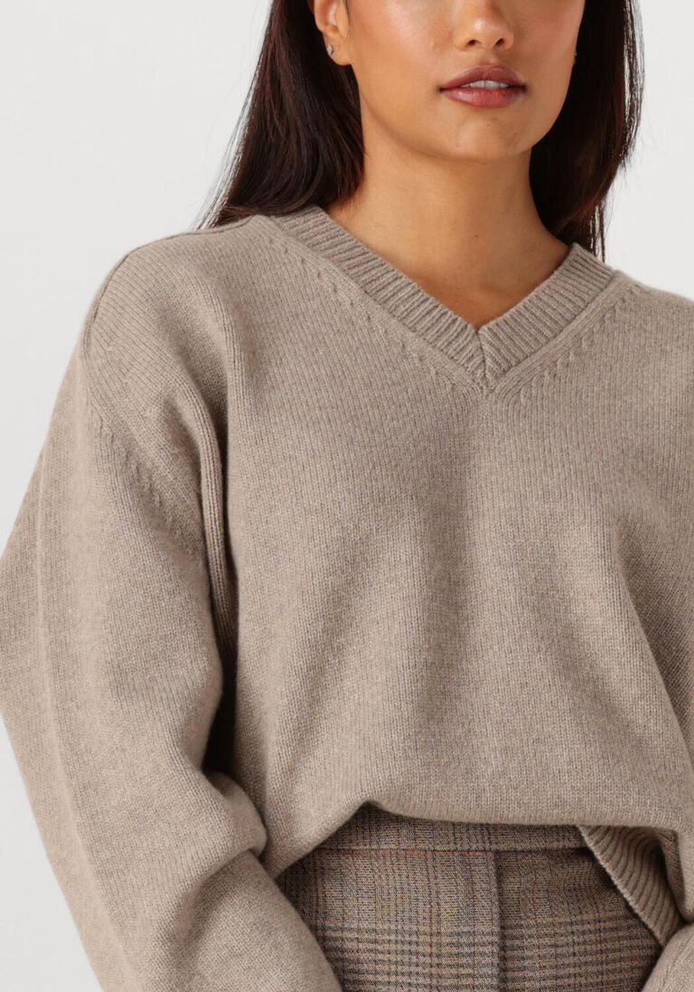 taupe rohe trui cape v neck wrap jumper