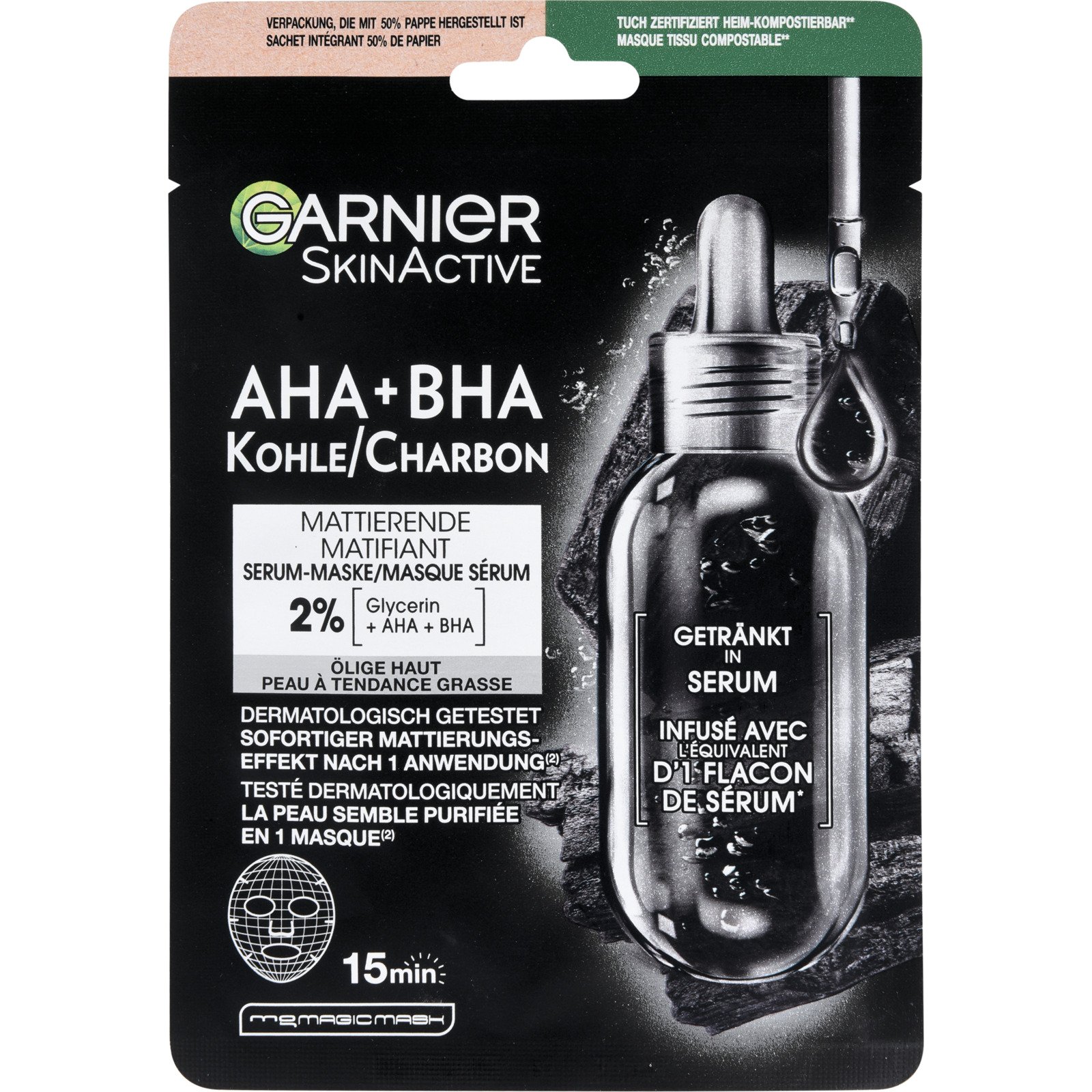 Garnier SkinActive Schwarze Tuchmaske Schwarze-Alge-Extrakt