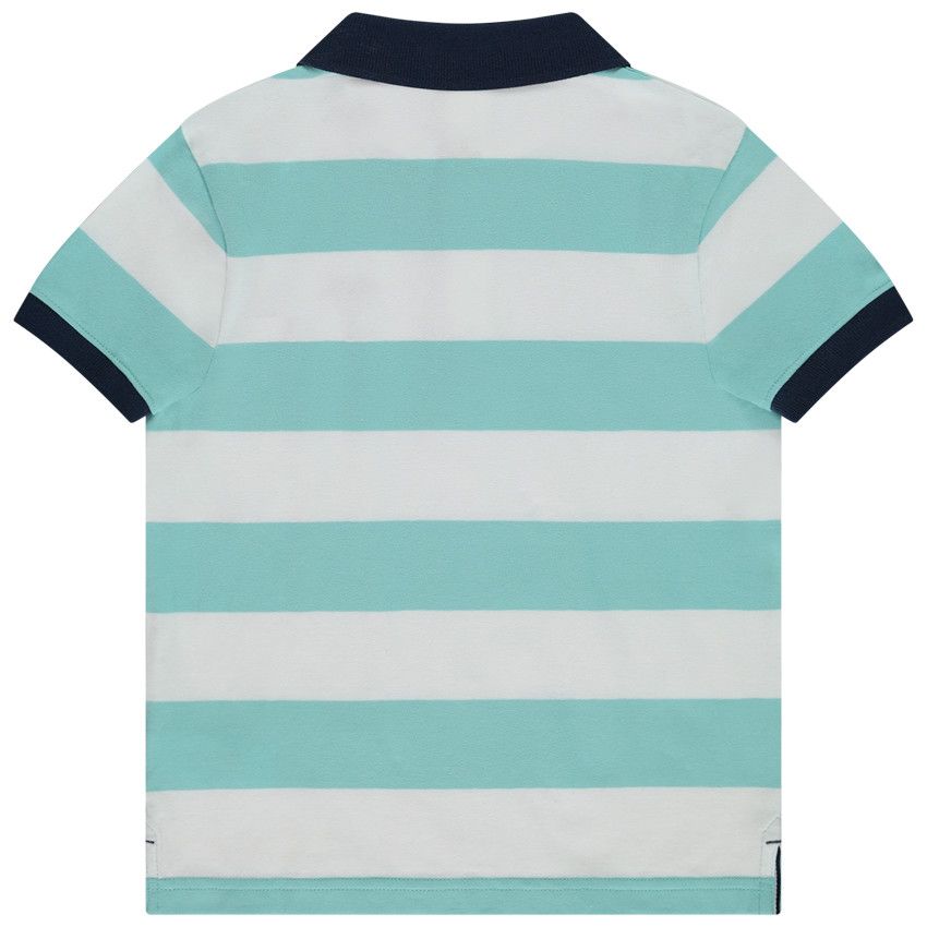 Polo manches courtes rayé broderie palmier pour garçon - Bleu moyen