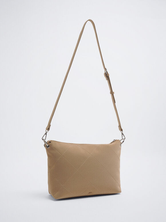 Bolsa de ombro com alça de corrente - Cor de camelo