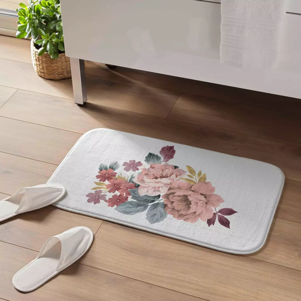 Tapis de bain microfibre (45 x 75 cm) Jayana Rose