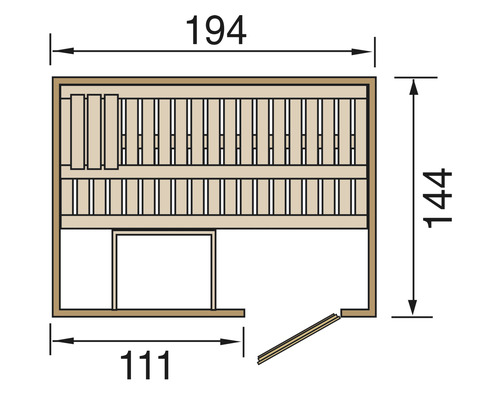 Weka Halmstad GT Gr.1 modulaire sauna inclusief 7,5 kW oven en digitale bediening met grafietkleurige volledig glazen deur
