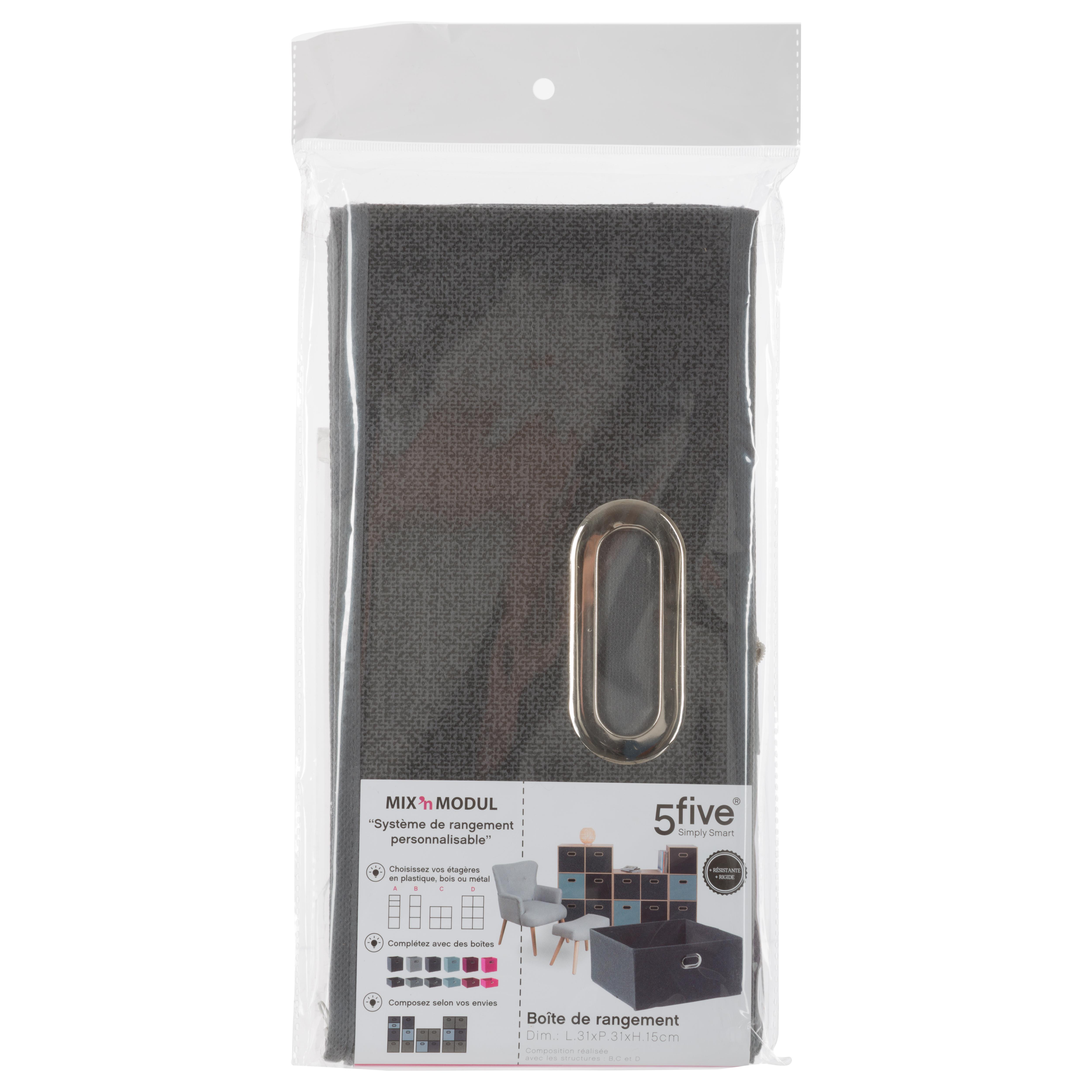 BOITE DE RANGEMENT 31X15CM GRIS FONCE CHINE