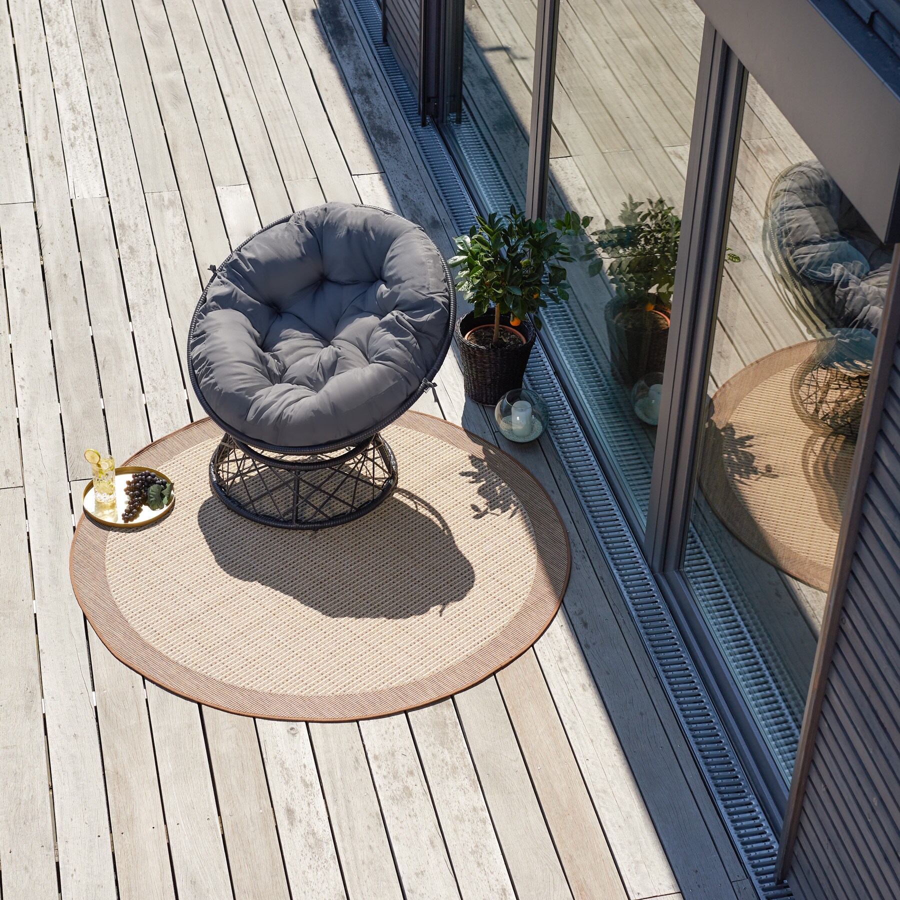 tectake® Rattansessel, drehbar, UV-beständig, 92 x 80 x 80,5 cm