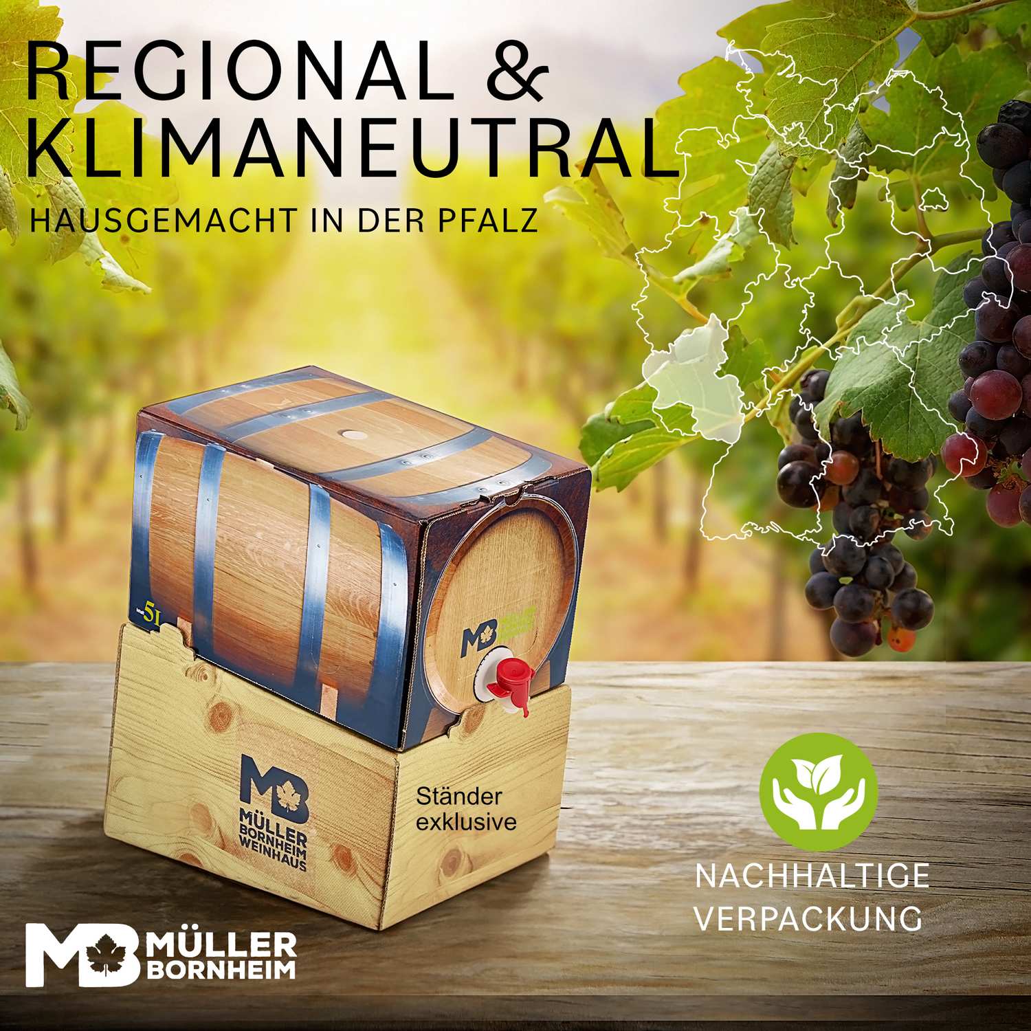 Weinhaus Müller Bornheim Pfalz Portugieser Spätburgunder Rosé Wein trocken 11,5 % vol. 5 Liter Bag in Box