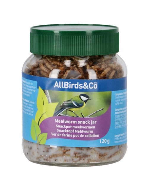 Allbirds&Co Snackpot Meelwormen - Tuinvogelvoer - 120 g