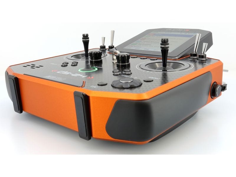 Jeti Fernsteuerung DS-24II Carbon Line Orange 24 Kanal, Dup Professioneller 24-Kanal-Sender mit Geber auf Rückseite und Carbon-Frontplatte