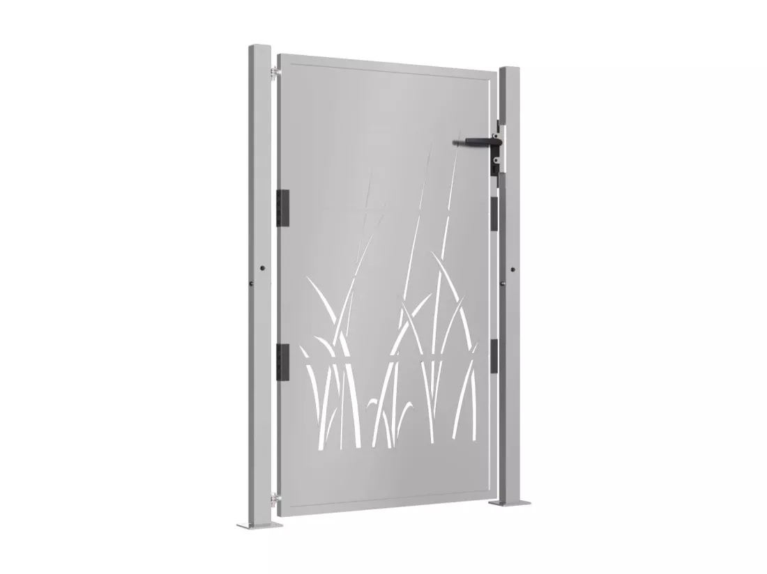 Portail de jardin 105x130 cm acier corten conception d'herbe